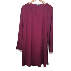 Umgee USA Wine Red Burgundy Long Sleeve Shift Dress Open Back Size Medium